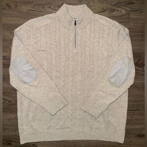Raffi Sweater Men 2XL Cream 1/4 Zip Cashmere/Wool Long Sleeve Cable Knit